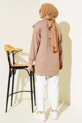 V Dantelli Tunik Latte - Tunik