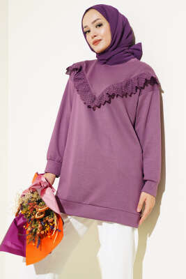 V Dantelli Tunik Magenta - Tunik