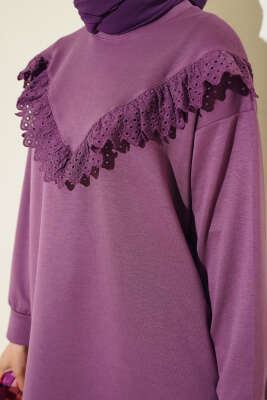 V Dantelli Tunik Magenta - Tunik