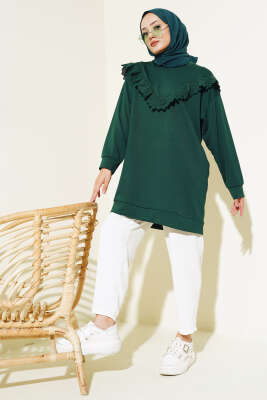 V Dantelli Tunik Zümrüt - Tunik