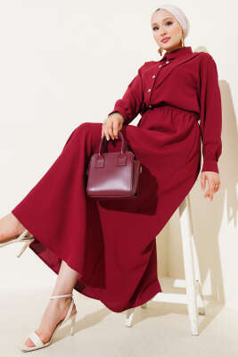 V Dikişli Etekli İkili Takım Bordo - 700-1000 TL Ürünler