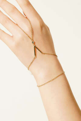 V Figürlü Tek Taşlı Şahmeran Gold - DEMİR BİJUTERİ