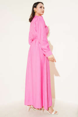 V Parçalı Bel Lastikli Elbise Pembe - 500-700 TL Ürünler