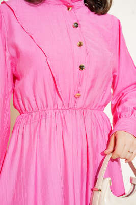 V Parçalı Bel Lastikli Elbise Pembe - 500-700 TL Ürünler