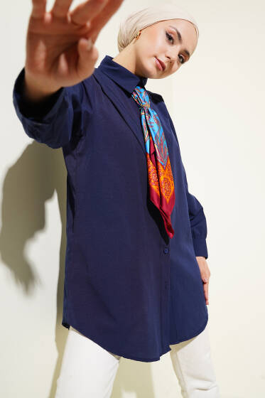 V Parçalı Gömlek Lacivert - Gömlek