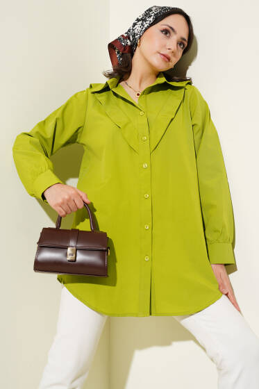 V Parçalı Gömlek Yağ Yeşili - Gömlek