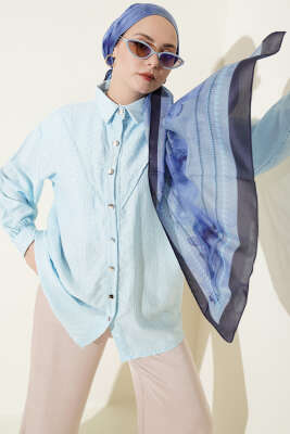 V Parçalı Taş Süslemeli Gömlek Bebe Mavi - Gömlek