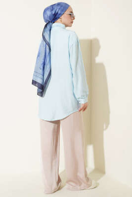 V Parçalı Taş Süslemeli Gömlek Bebe Mavi - Gömlek