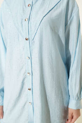 V Parçalı Taş Süslemeli Gömlek Bebe Mavi - Gömlek