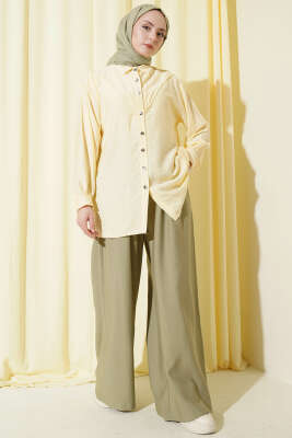 V Parçalı Taş Süslemeli Gömlek Sarı - Gömlek