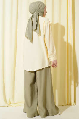 V Parçalı Taş Süslemeli Gömlek Sarı - Gömlek