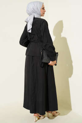 V Taş Süslemeli Tensel Etekli Takım Antrasit - İkili Takım