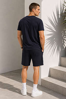 V Yaka Basic Erkek T-shirt Lacivert - Erkek T-shirt