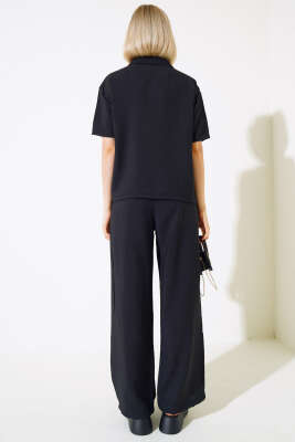 V Yaka Bluz İkili Takım Siyah - Kadın Giyim Modelleri