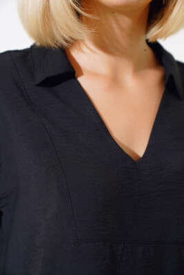 V Yaka Bluz İkili Takım Siyah - Kadın Giyim Modelleri