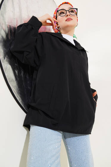 V Yaka Cepli Tunik Siyah - Tunik