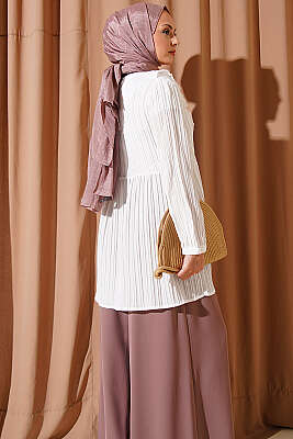 V Yaka Fırfır Detaylı Kimono Beyaz - Kampanyalı Ürünler