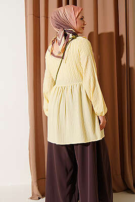 V Yaka Fırfır Detaylı Kimono Sarı - Kampanyalı Ürünler