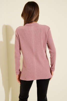 V Yaka Fitilli Kaşe Bluz Lila - Kadın Giyim Modelleri