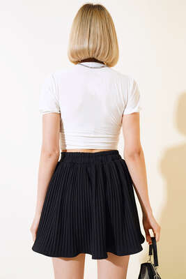 V Yaka Likralı Crop Beyaz - Kadın Giyim Modelleri