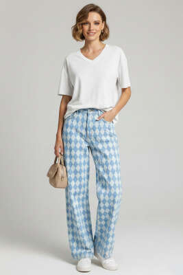 V Yaka Taşlı T-shirt Ekru - Kadın Giyim Modelleri