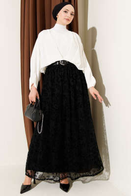 V Yaka Yarasa Kol Saten Bluz Ekru - Bluz