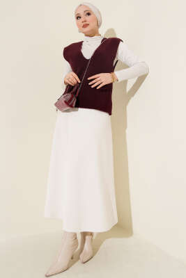 V Yaka Yumoş Triko Süveter Mürdüm - Triko