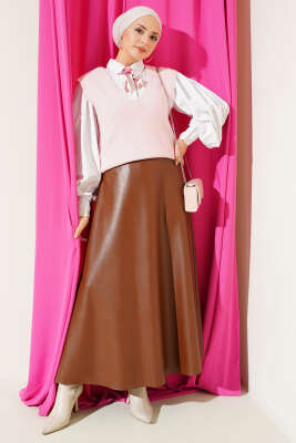 V Yaka Yumoş Triko Süveter Pembe - Yılın Fırsatı