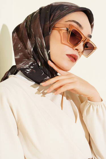 Van Gogh Serisi Modal Eşarp Acı Kahve - Başörtüsü