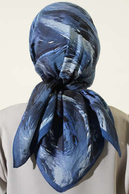 Van Gogh Serisi Modal Eşarp İndigo - Başörtüsü