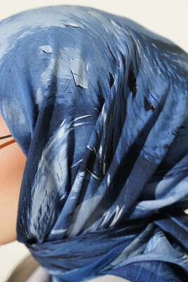 Van Gogh Serisi Modal Eşarp İndigo - Başörtüsü