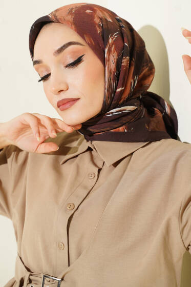 Van Gogh Serisi Modal Eşarp Kahve - Başörtüsü