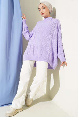 Örme Triko Kazak Lila - Triko Kazak