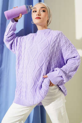 Örme Triko Kazak Lila 