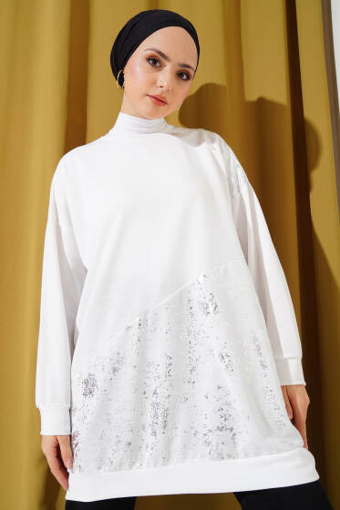 Varak Detaylı Tunik Beyaz - Tunik