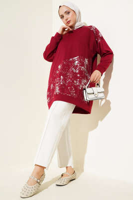 Varak Detaylı Tunik Bordo - Tunik