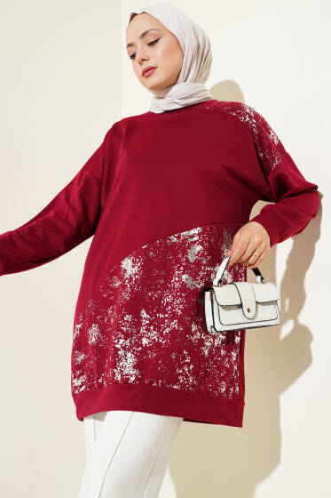 Varak Detaylı Tunik Bordo - Tunik