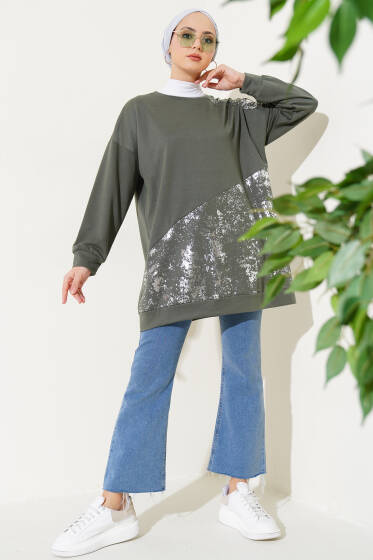 Varak Detaylı Tunik Haki - Tunik