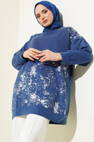 Varak Detaylı Tunik İndigo - Tunik