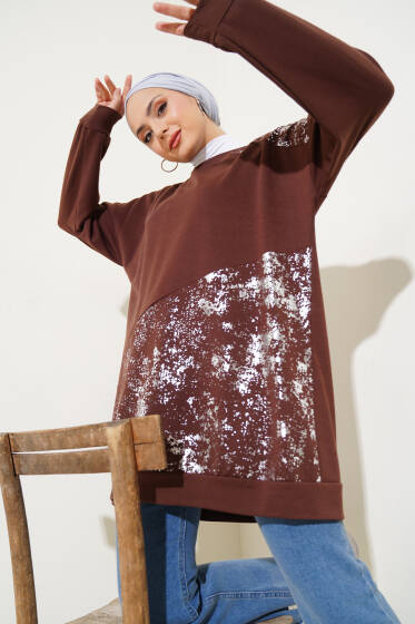 Varak Detaylı Tunik Kahve - Tunik