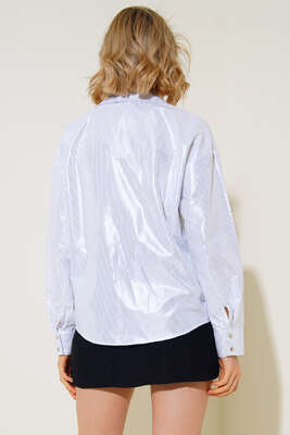  Varaklı Gömlek Beyaz - Yılın Fırsatı