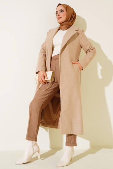 Vatkalı Kaşe Kaban Bej - Kaban