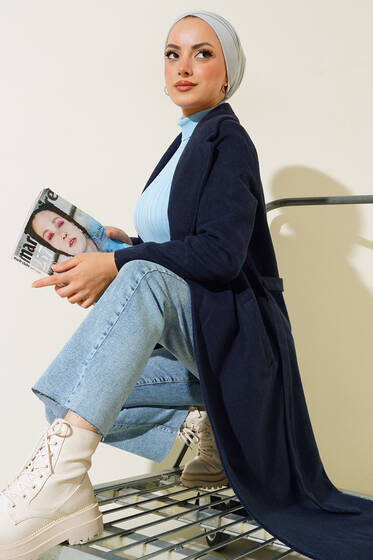 Vatkalı Kaşe Kaban Lacivert - Kaban