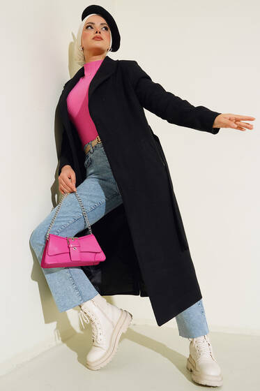 Vatkalı Kaşe Kaban Siyah - Kaban