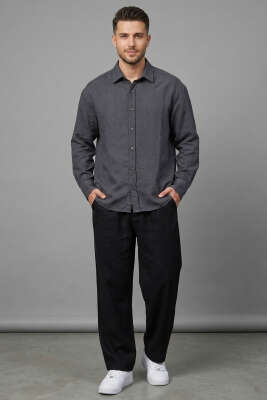 Venüs Kumaş Erkek Gömlek Antrasit - Erkek Gömlek