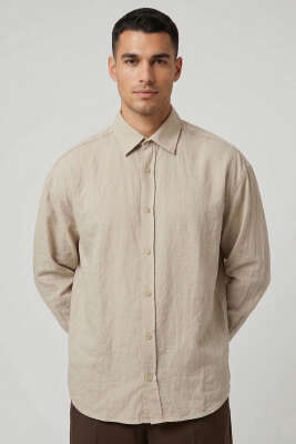 Venüs Kumaş Erkek Gömlek Bej - GİESTO