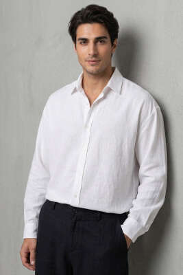 Venüs Kumaş Erkek Gömlek Beyaz - GİESTO