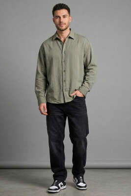 Venüs Kumaş Erkek Gömlek Haki - Erkek Gömlek