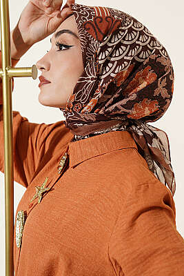 Vera Etnik Motifli Eşarp Camel - Başörtüsü