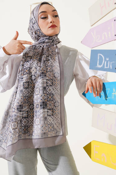 Vintage Çini Desen Şal Taş - Başörtüsü